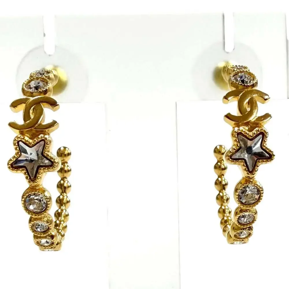 Chanel Cc Logo Hoop Star Earrings Metal #261341C11B